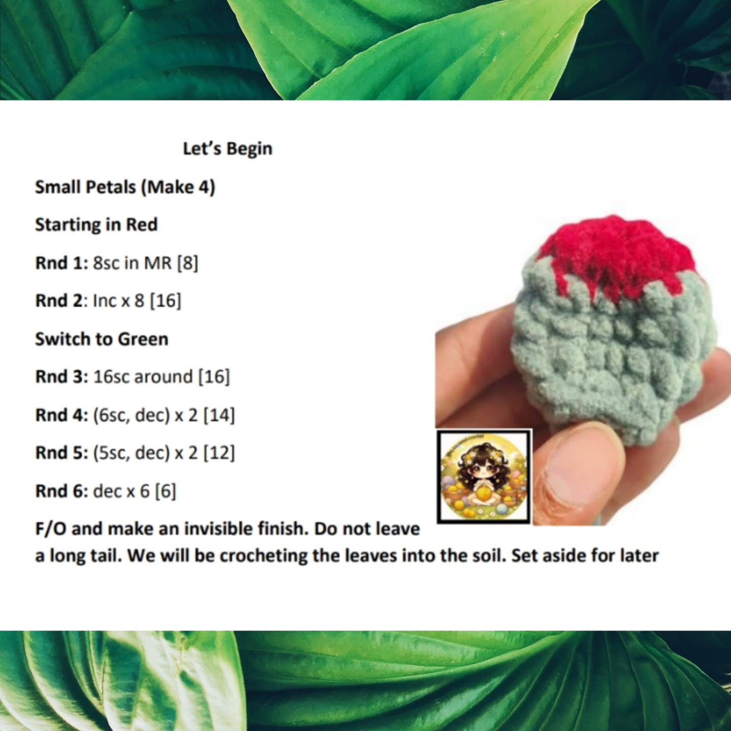 Free Crochet Pattern: No-Sew Piper Paddle Plant