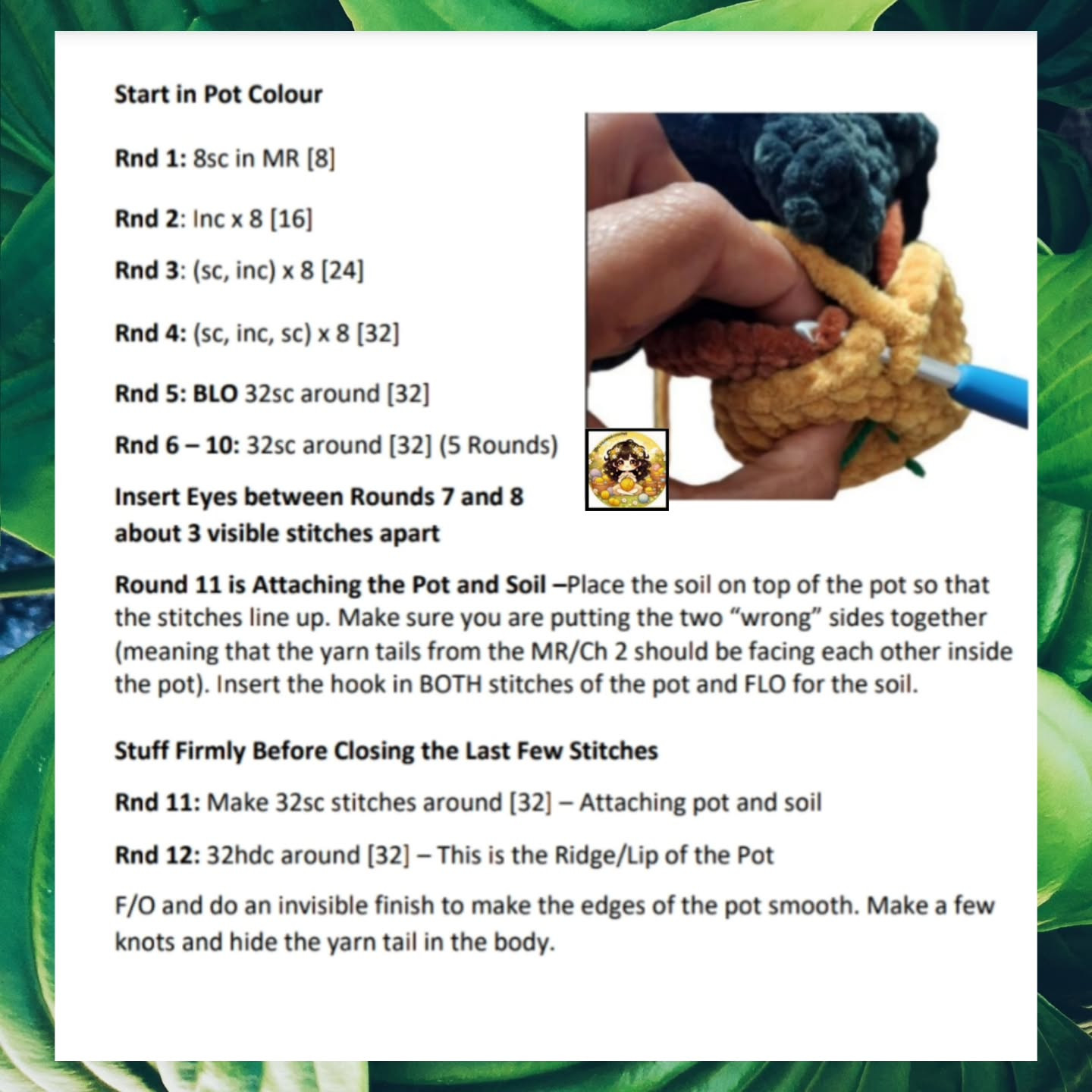 Free Crochet Pattern: No-Sew Piper Paddle Plant