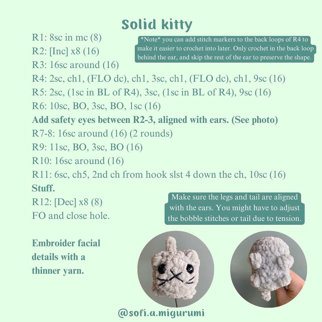 Free Crochet Pattern: No-Sew Pocket Kitty Amigurumi