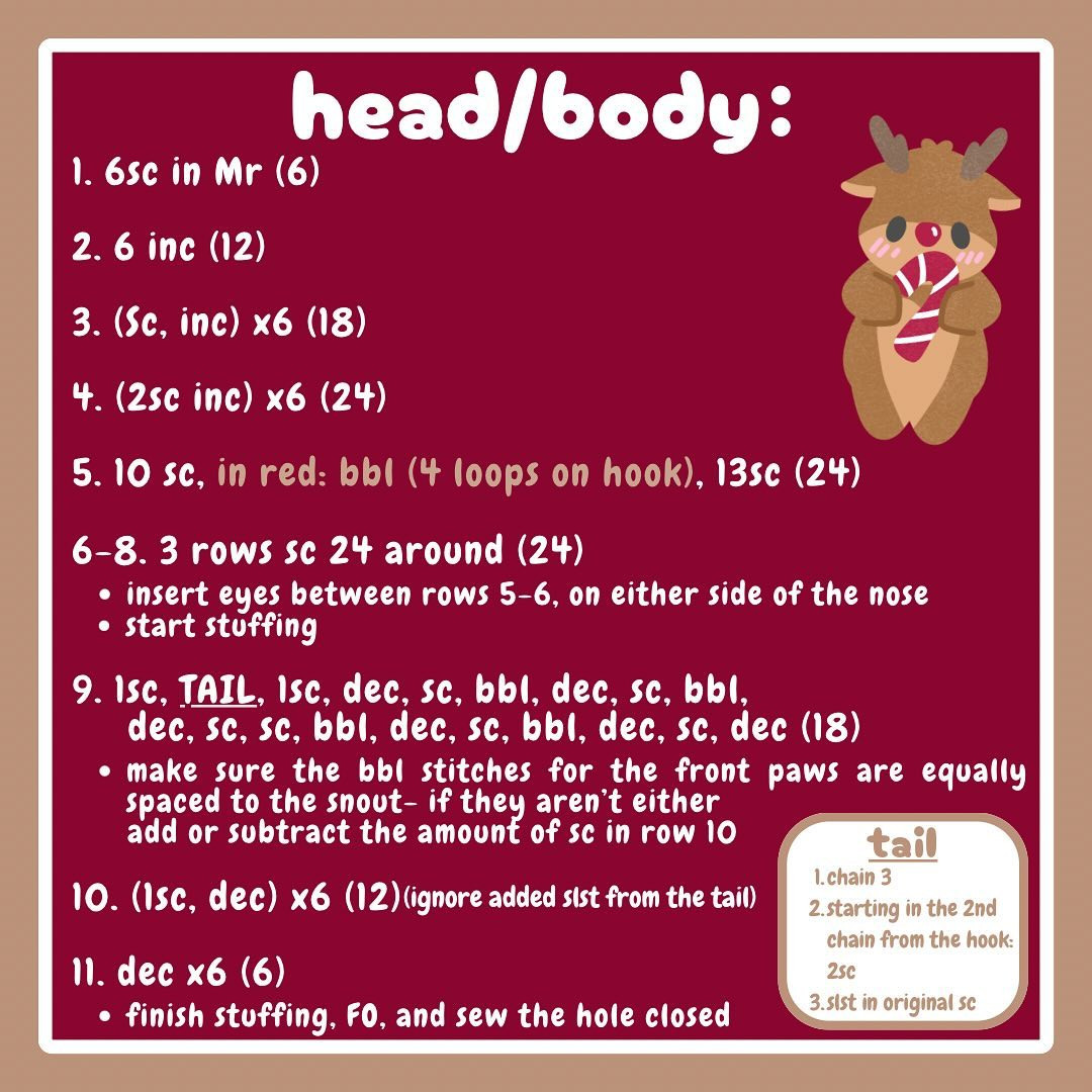 Free Crochet Pattern: No-Sew Reindeer Amigurumi