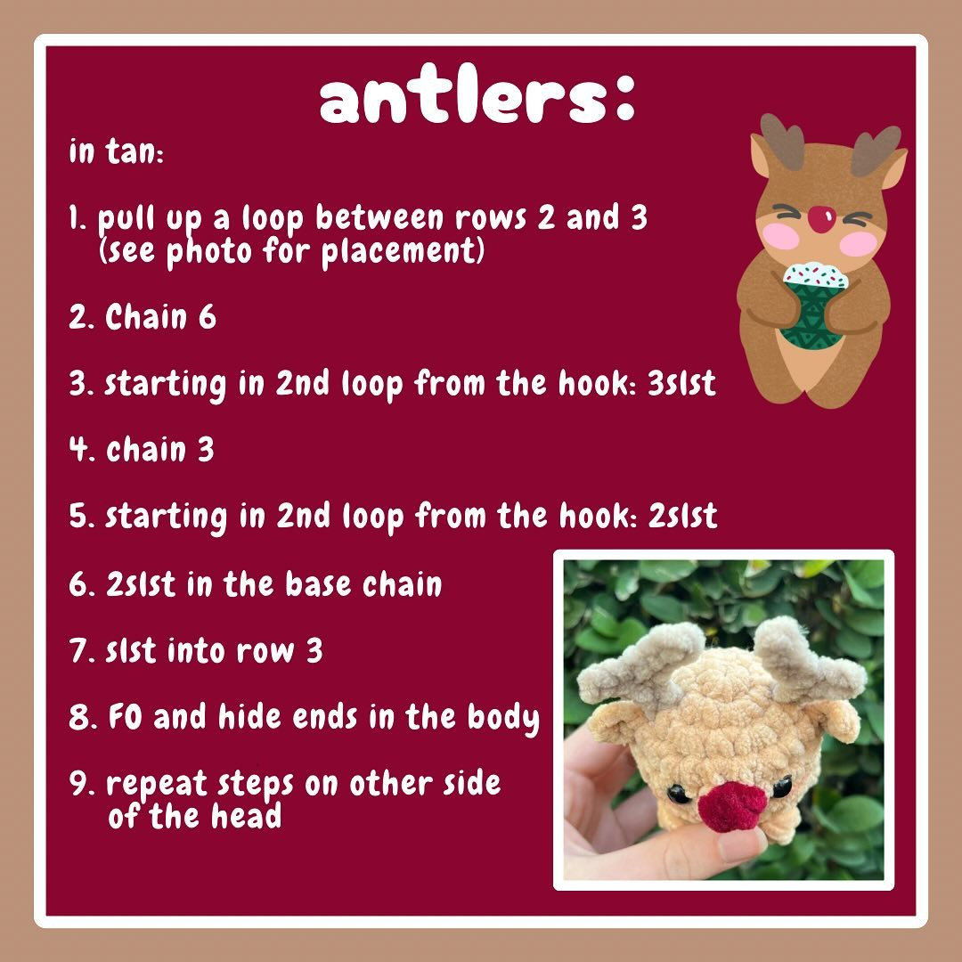 Free Crochet Pattern: No-Sew Reindeer Amigurumi