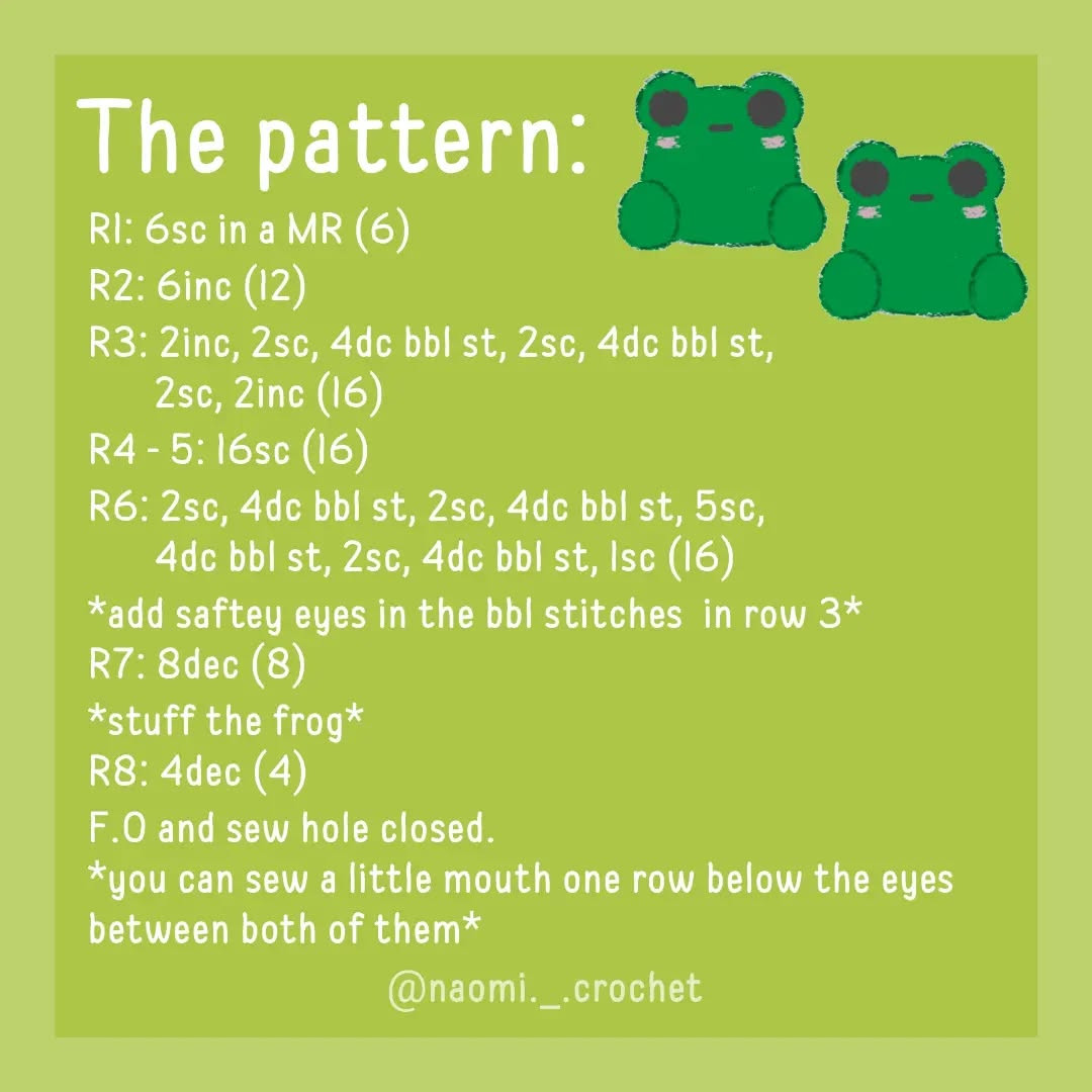 Free Crochet Pattern: No-Sew Small Pocket Frog