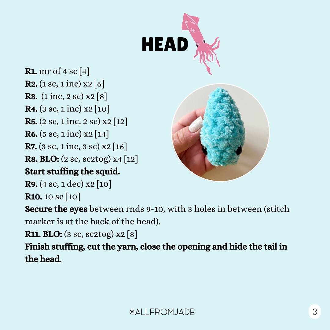 Free Crochet Pattern: No-Sew Squishy Squid Amigurumi