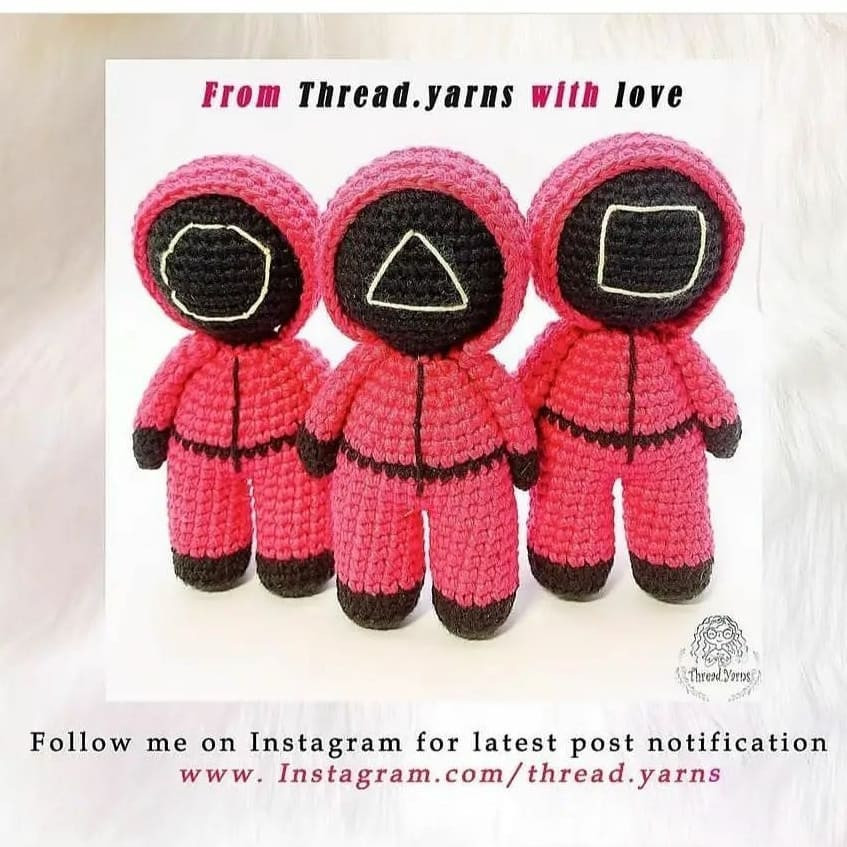 Free Crochet Pattern: Pink Soldiers from Squid Game