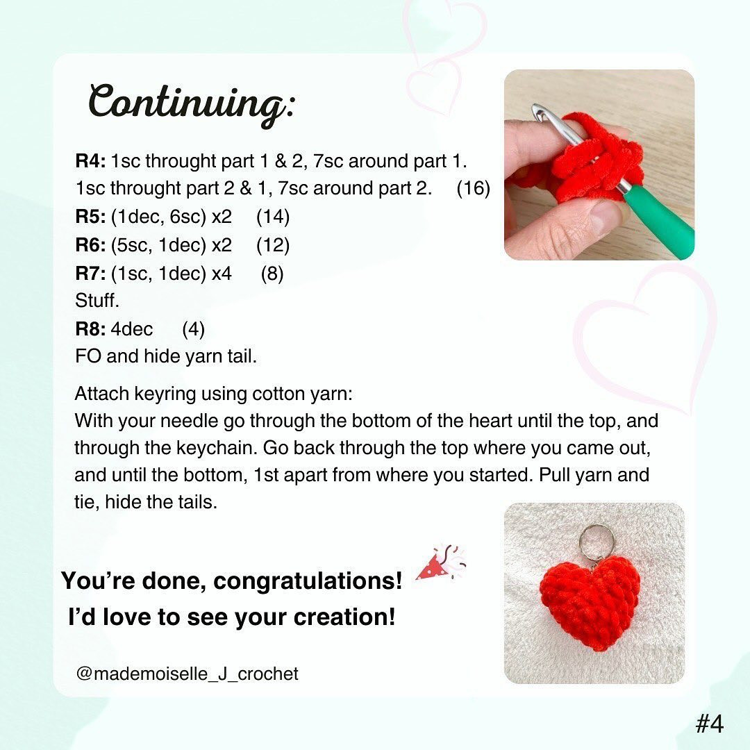 Free Crochet Pattern: Plush Heart Keychain