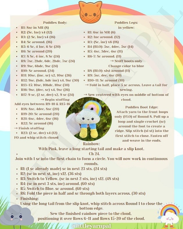 Free Crochet Pattern: Puddles & Smudge Amigurumi Clouds