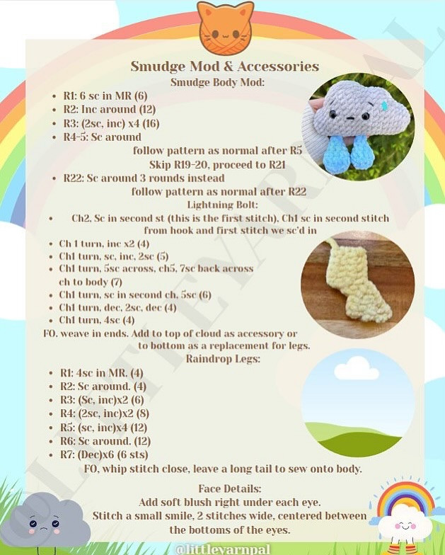 Free Crochet Pattern: Puddles & Smudge Amigurumi Clouds