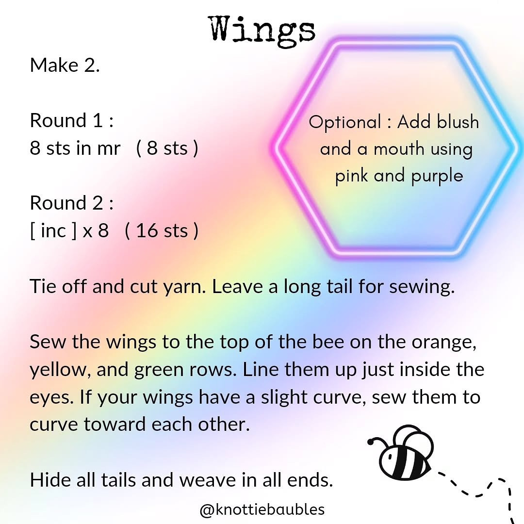 Free Crochet Pattern: Rainbow Bee Amigurumi