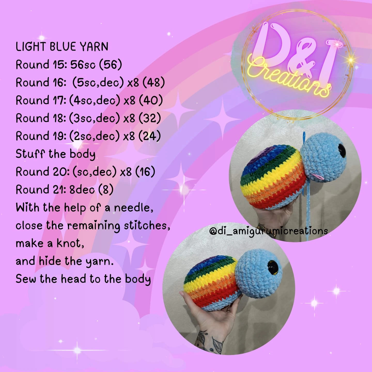 Free Crochet Pattern: Rainbow Turtle Amigurumi