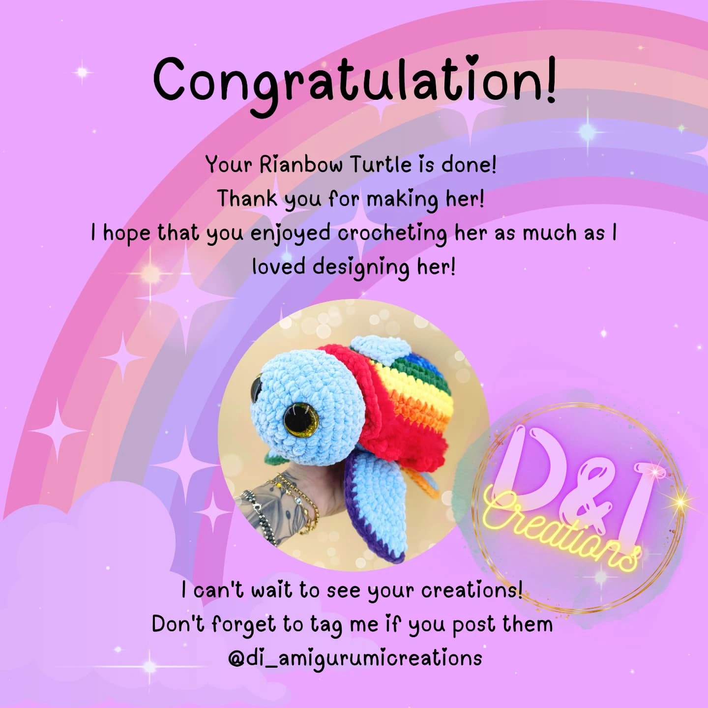 Free Crochet Pattern: Rainbow Turtle Amigurumi