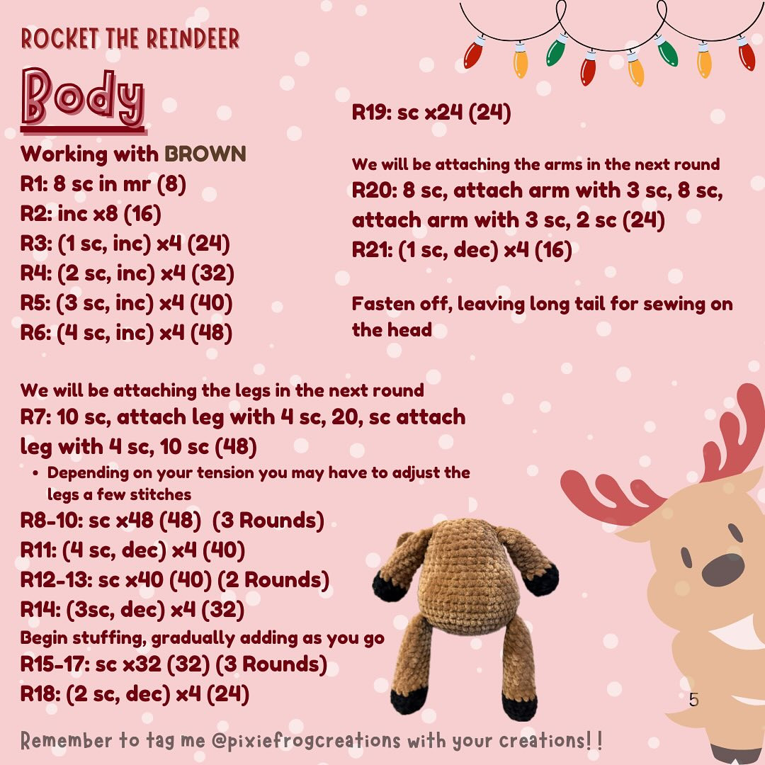 Free Crochet Pattern: Rocket the Reindeer