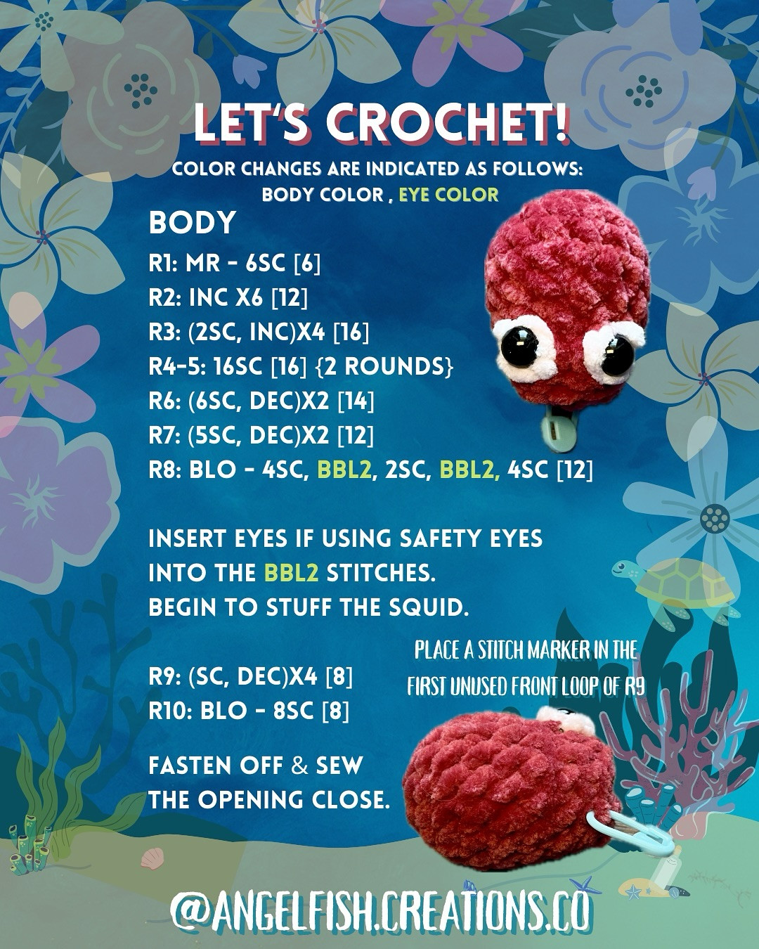 Free Crochet Pattern: Ruby the Hummingbird Bobtail Squid