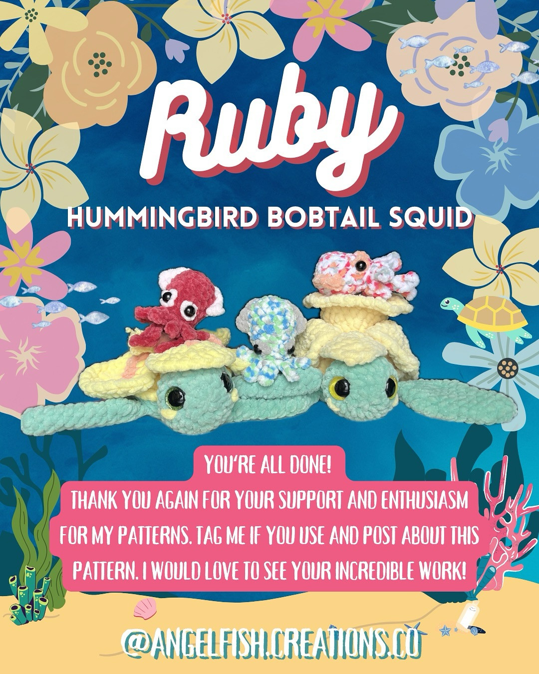 Free Crochet Pattern: Ruby the Hummingbird Bobtail Squid