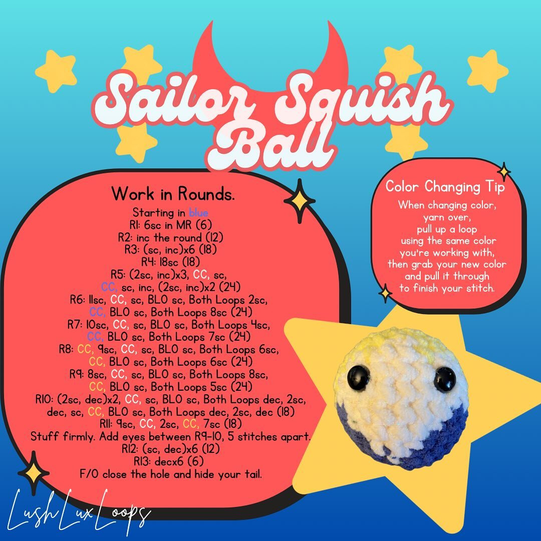 Free Crochet Pattern: Sailor Squish Ball