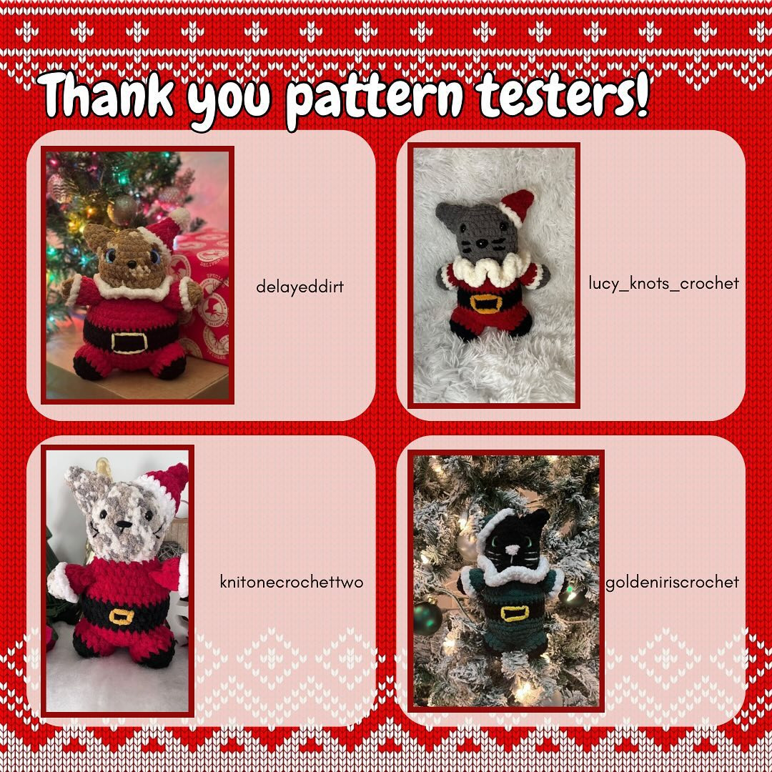 Free Crochet Pattern: Santa Cat Amigurumi