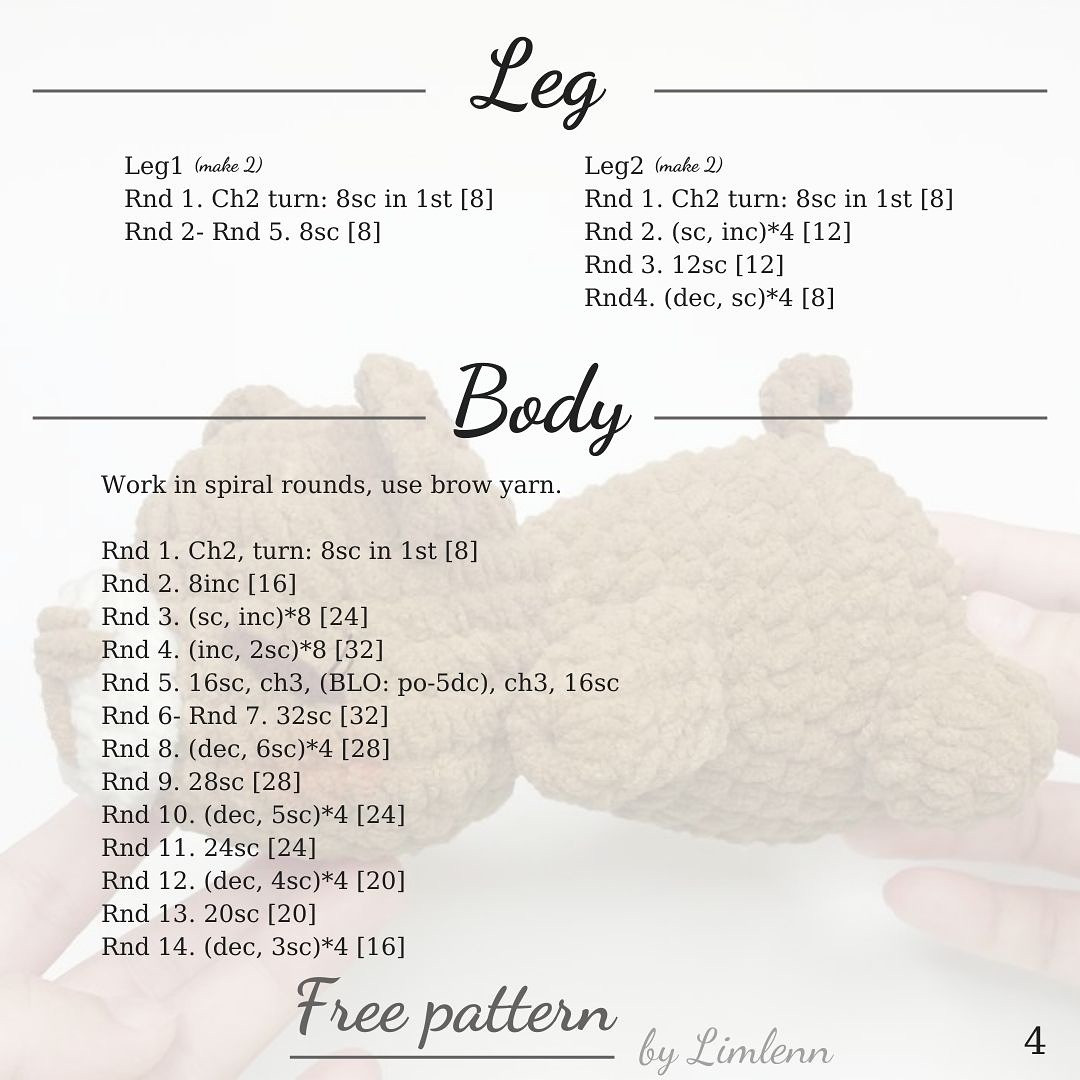 Free Crochet Pattern: Sleeping Bear Tutorial