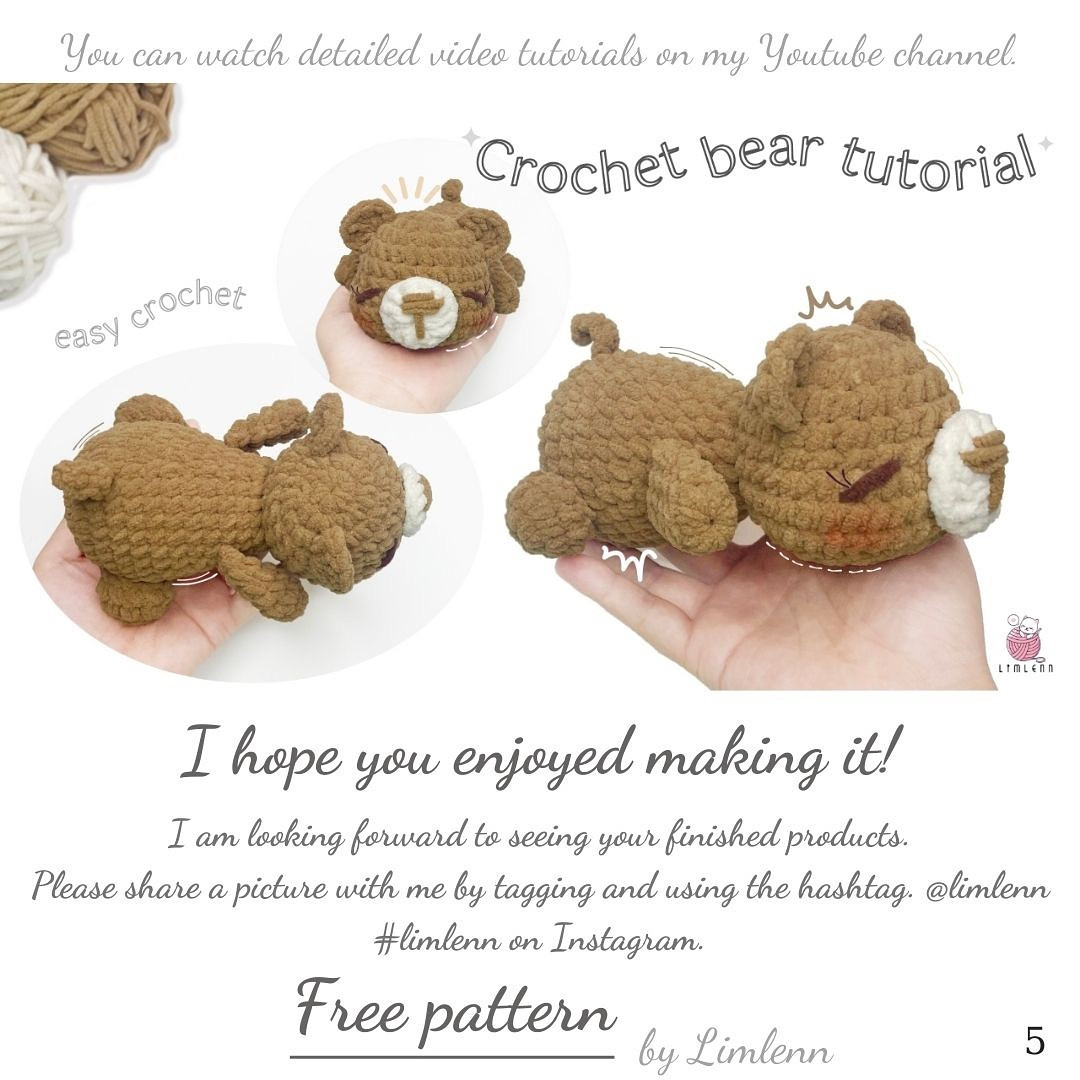 Free Crochet Pattern: Sleeping Bear Tutorial