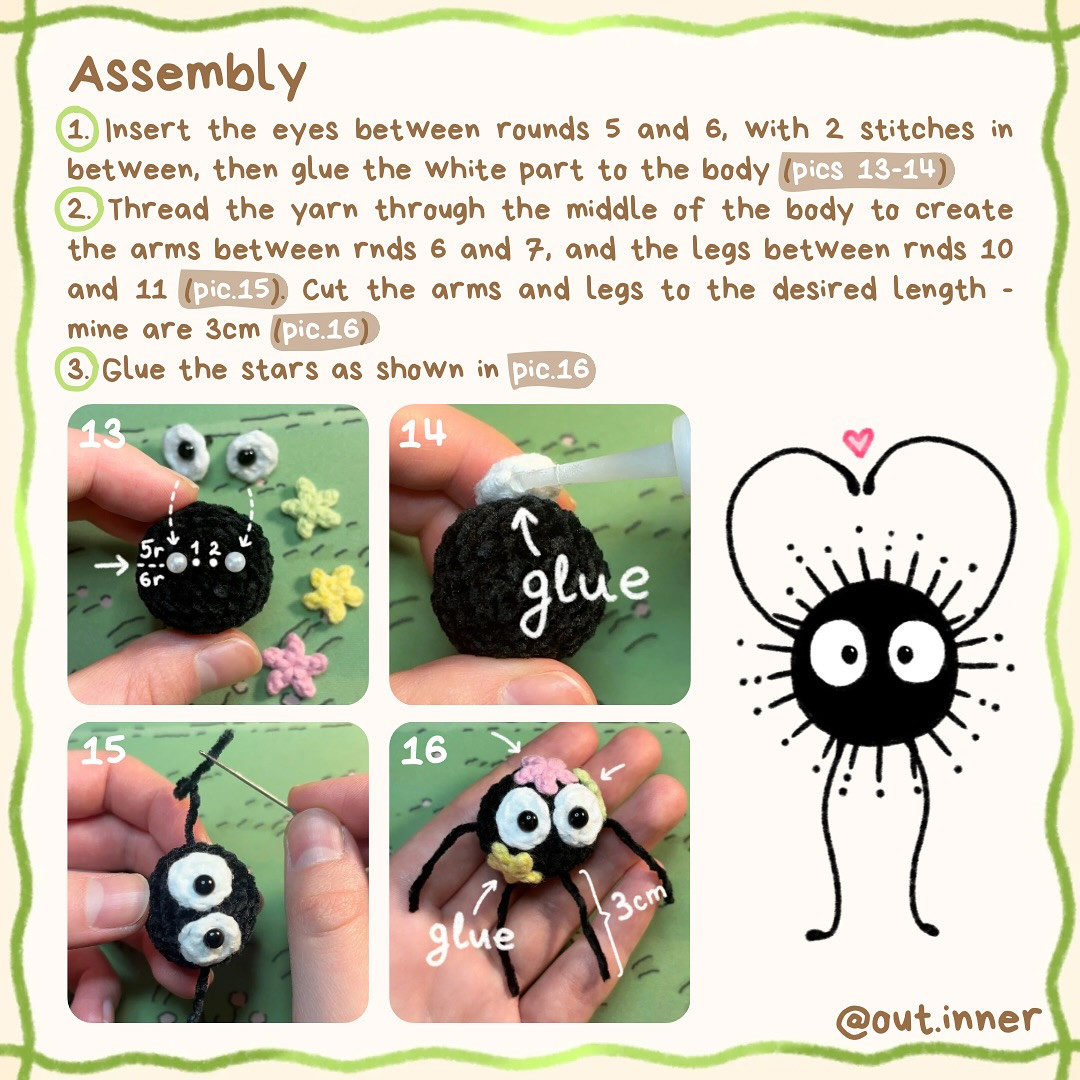 Free Crochet Pattern: Soot Sprite Keychains