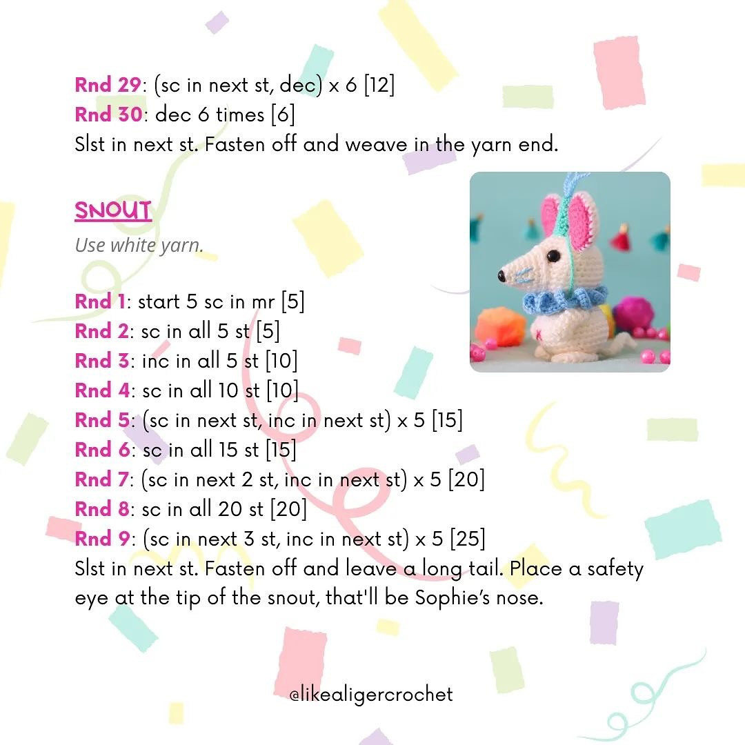 Free Crochet Pattern: Sophie the Party Mouse