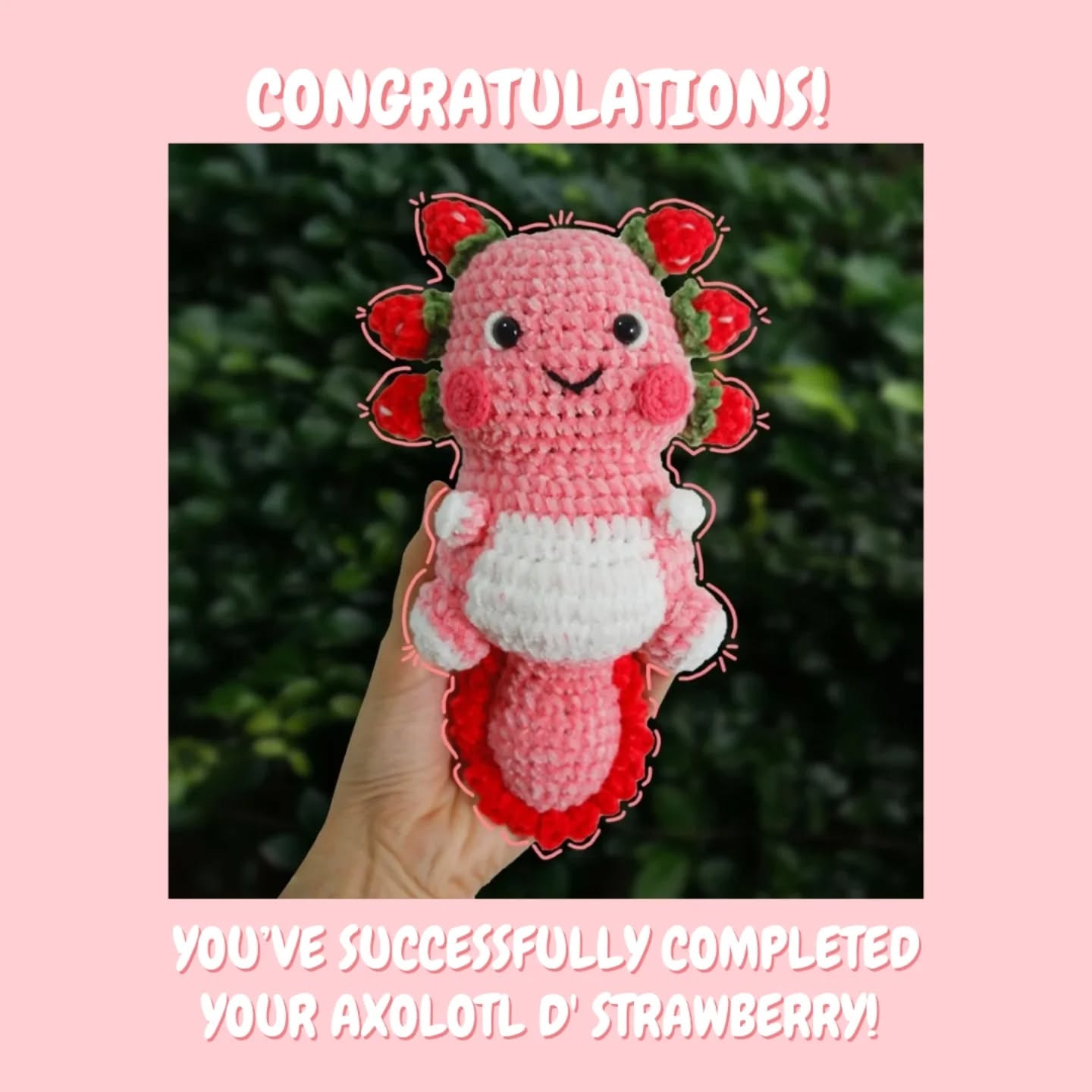 Free Crochet Pattern: Strawberry Axolotl Amigurumi