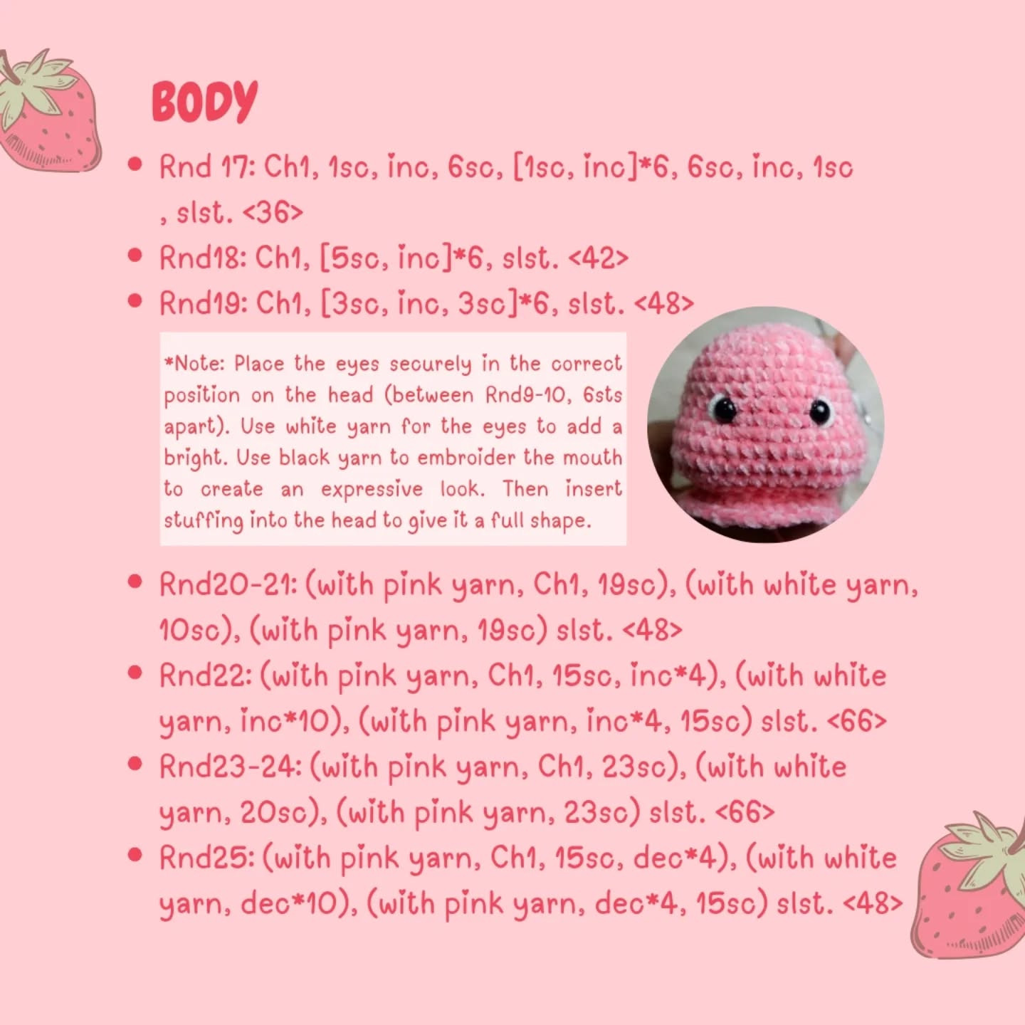 Free Crochet Pattern: Strawberry Axolotl Amigurumi