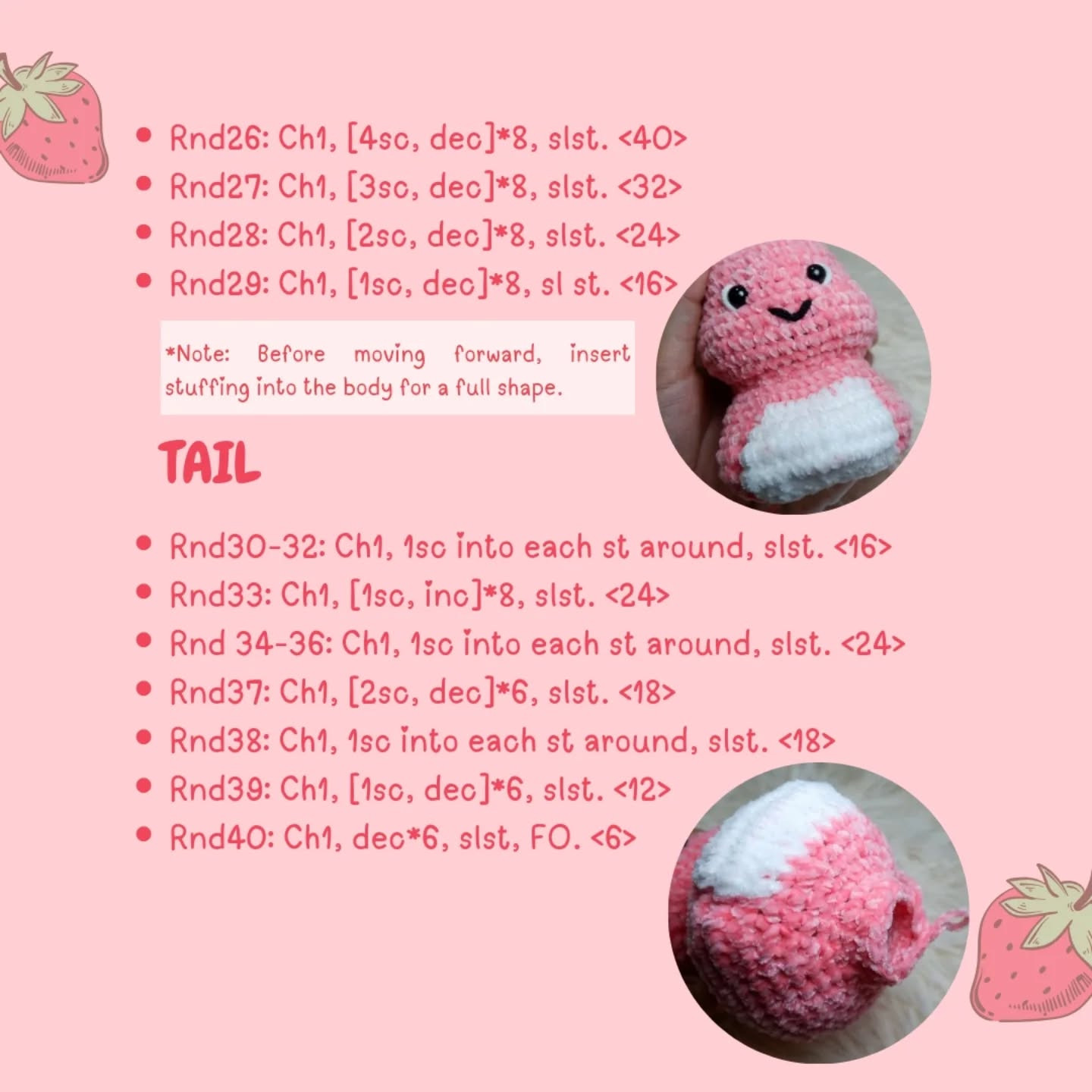 Free Crochet Pattern: Strawberry Axolotl Amigurumi