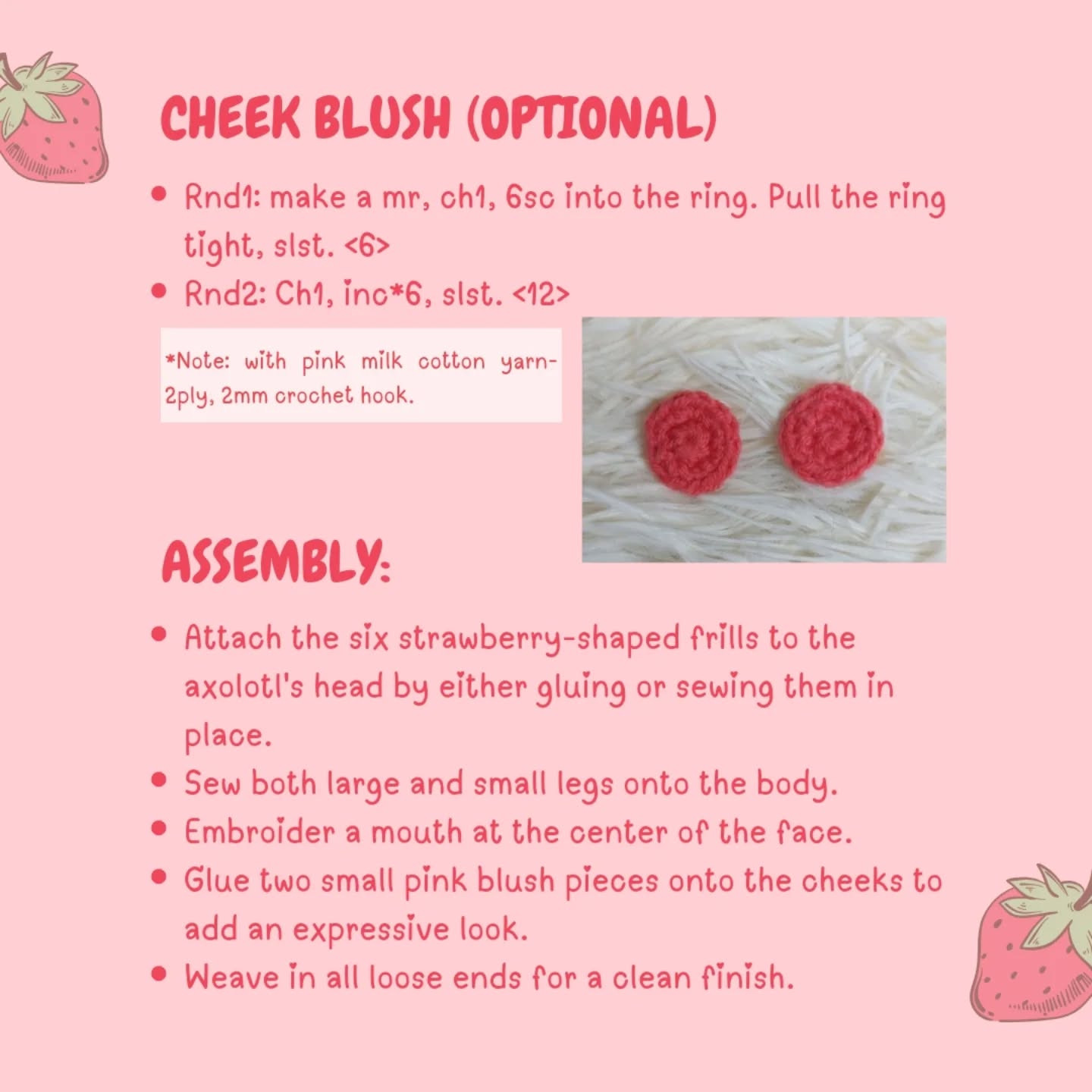 Free Crochet Pattern: Strawberry Axolotl Amigurumi