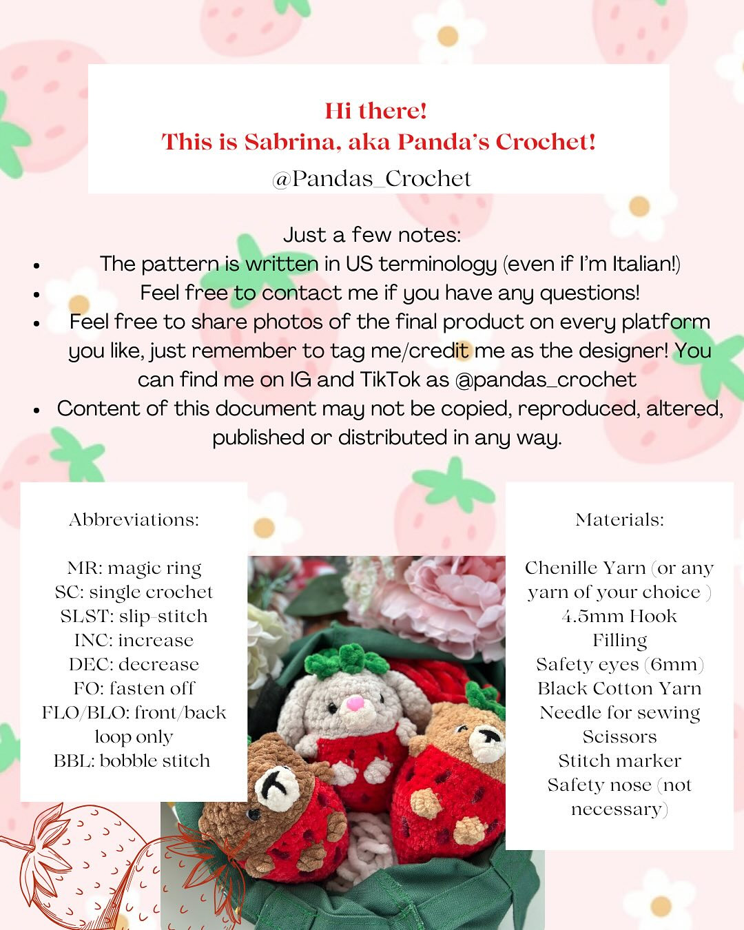 Free Crochet Pattern: Strawberry Bear & Bunny Amigurumi