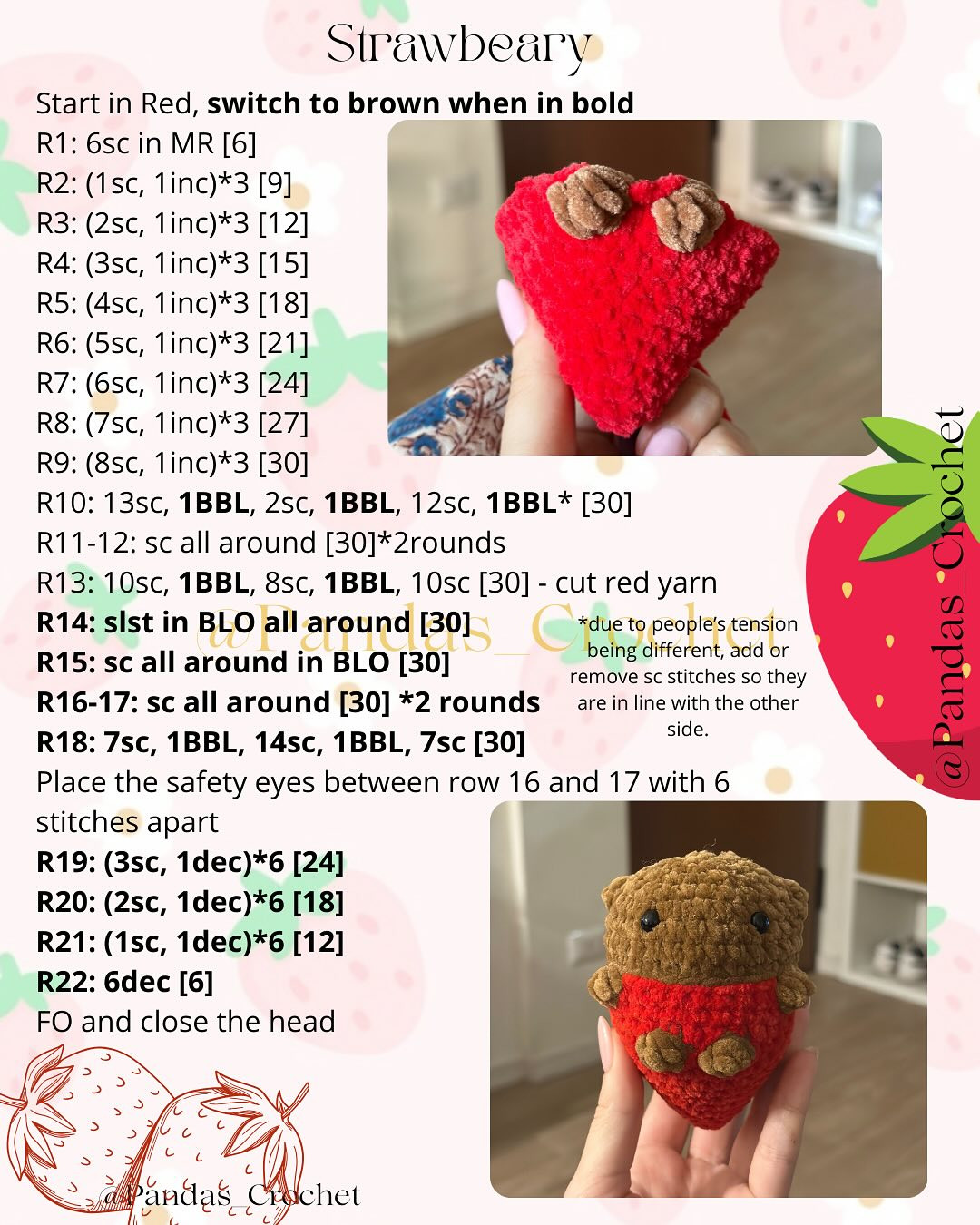 Free Crochet Pattern: Strawberry Bear & Bunny Amigurumi