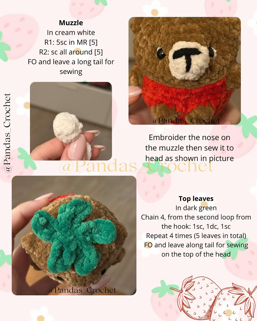 Free Crochet Pattern: Strawberry Bear & Bunny Amigurumi