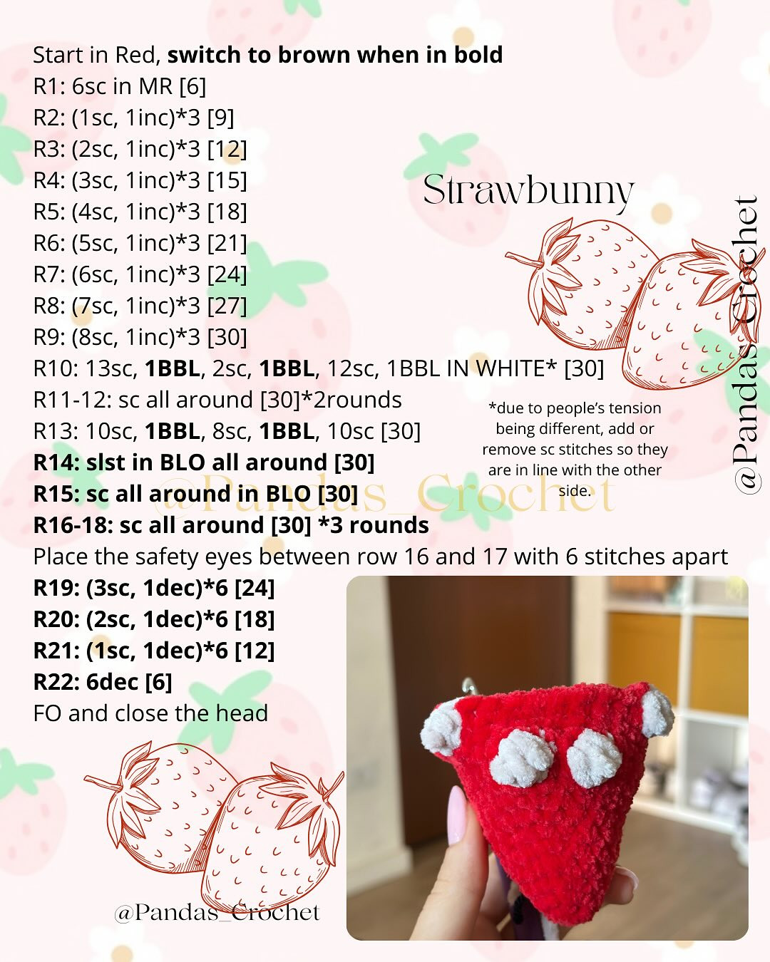 Free Crochet Pattern: Strawberry Bear & Bunny Amigurumi