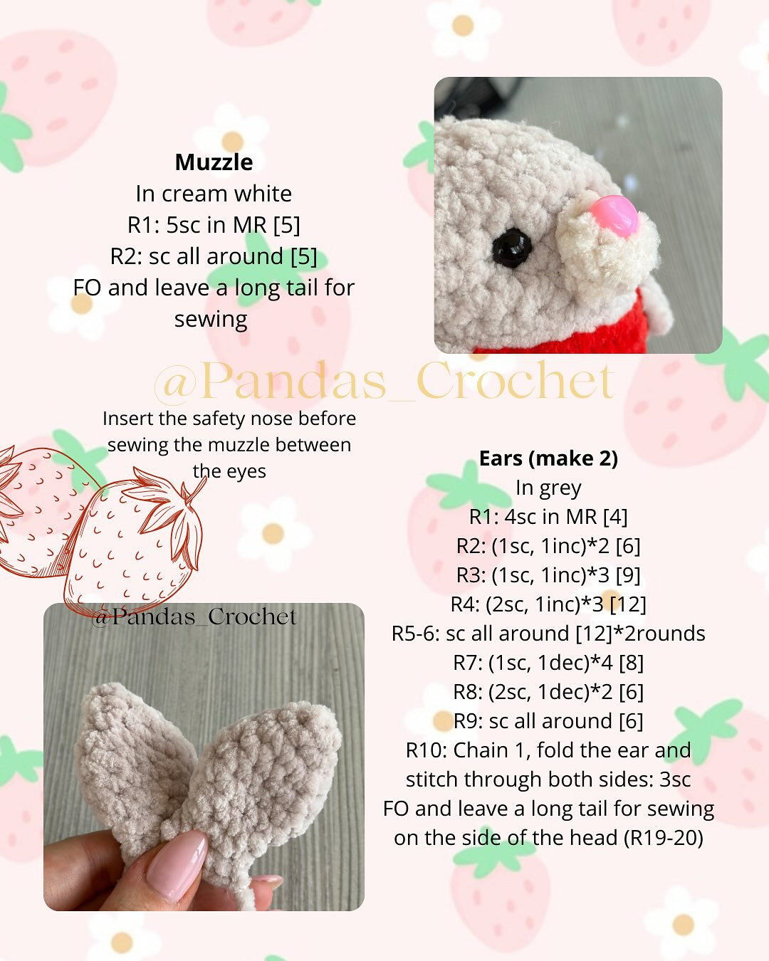 Free Crochet Pattern: Strawberry Bear & Bunny Amigurumi
