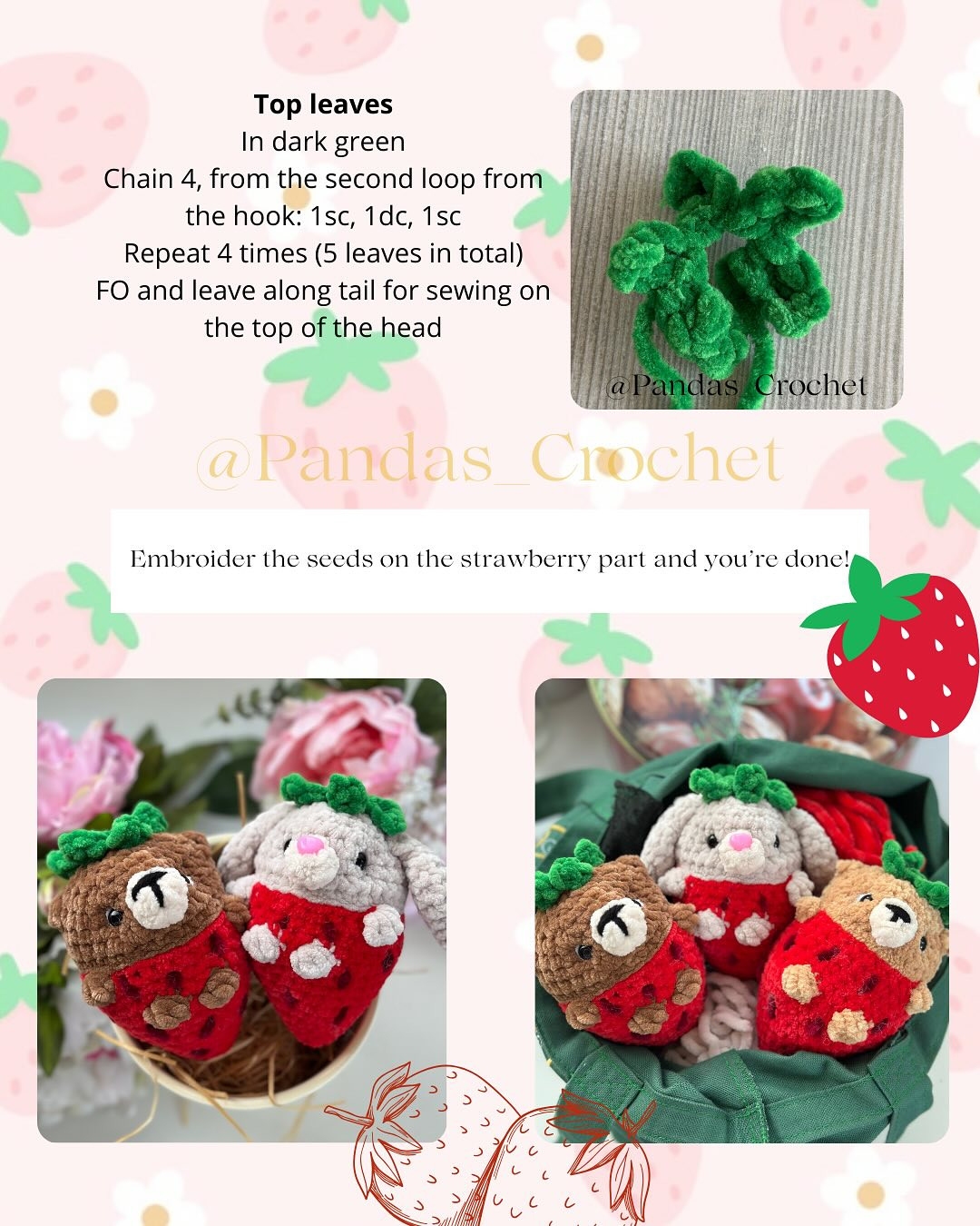 Free Crochet Pattern: Strawberry Bear & Bunny Amigurumi