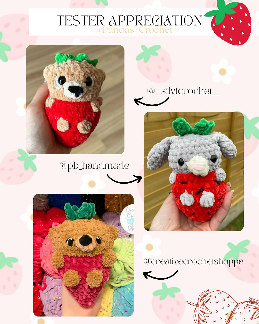 Free Crochet Pattern: Strawberry Bear & Bunny Amigurumi