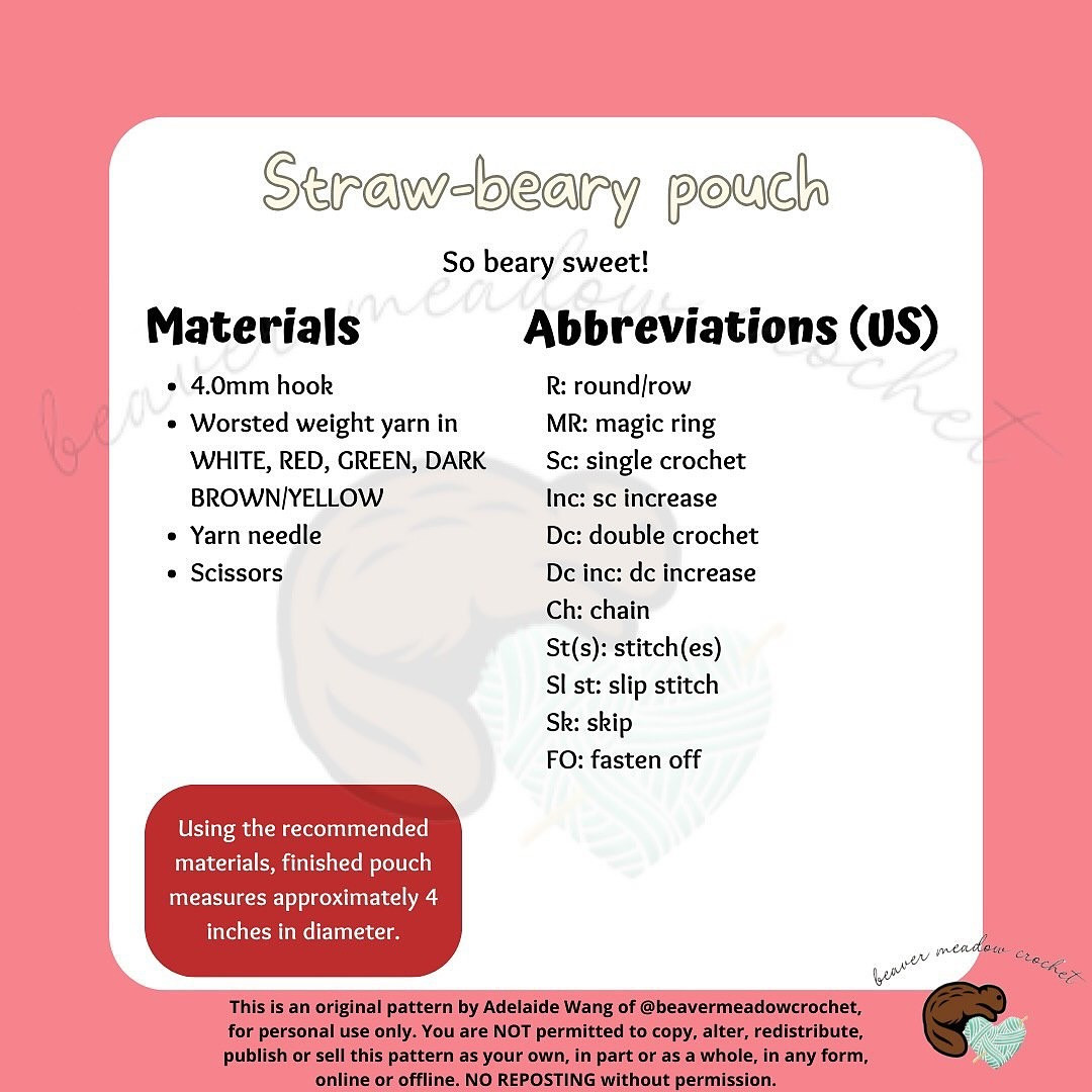 Free Crochet Pattern: Strawberry Bear Pouch