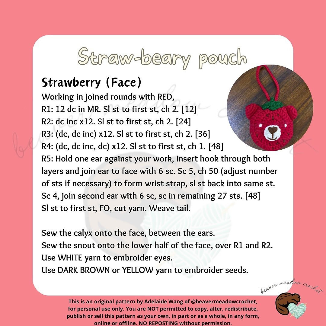 Free Crochet Pattern: Strawberry Bear Pouch