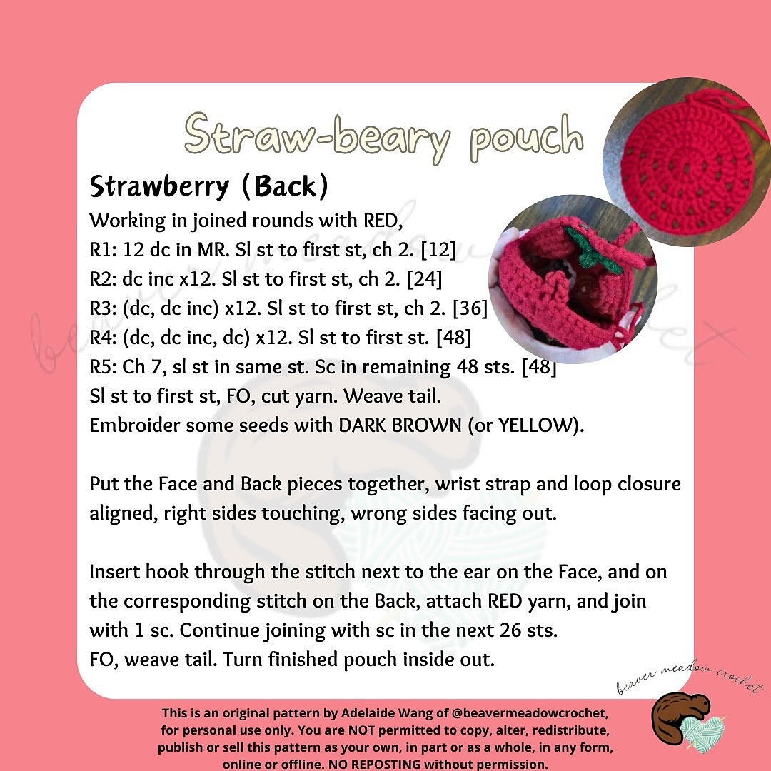 Free Crochet Pattern: Strawberry Bear Pouch