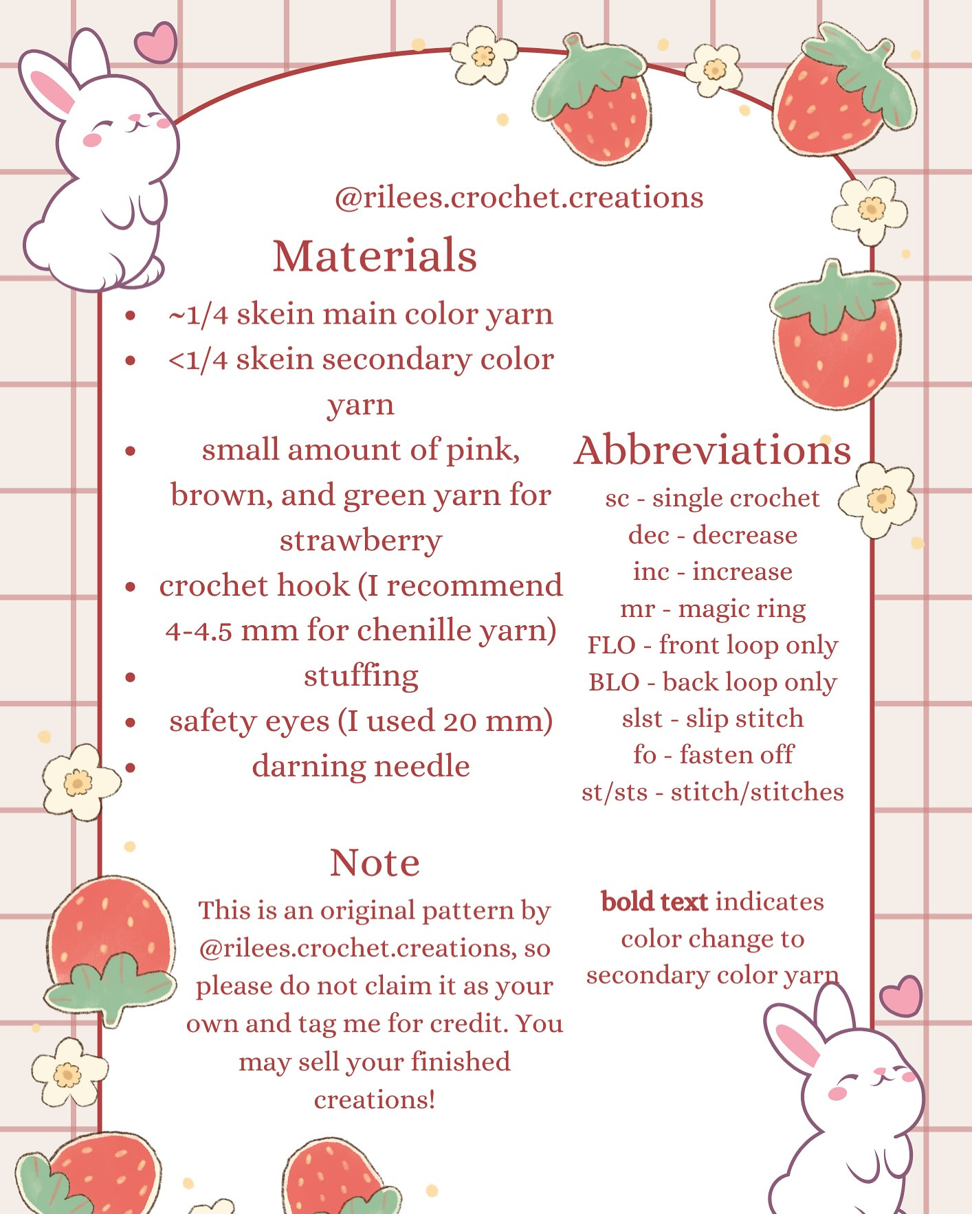 Free Crochet Pattern: Strawberry Bunny 🍓🍫Strawberry Bunny🍫🍓