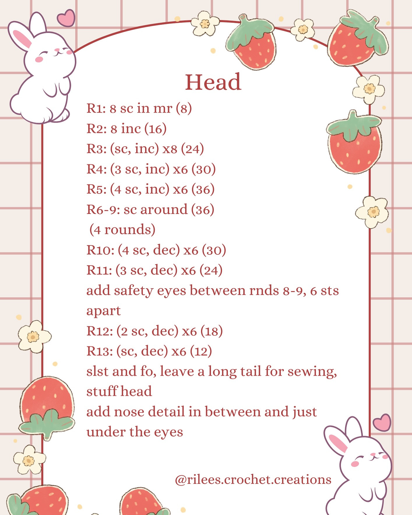 Free Crochet Pattern: Strawberry Bunny 🍓🍫Strawberry Bunny🍫🍓