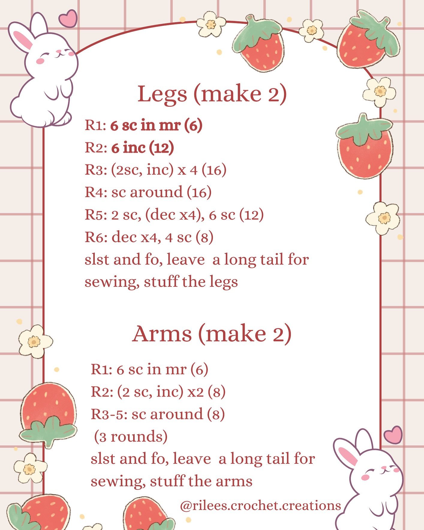 Free Crochet Pattern: Strawberry Bunny 🍓🍫Strawberry Bunny🍫🍓