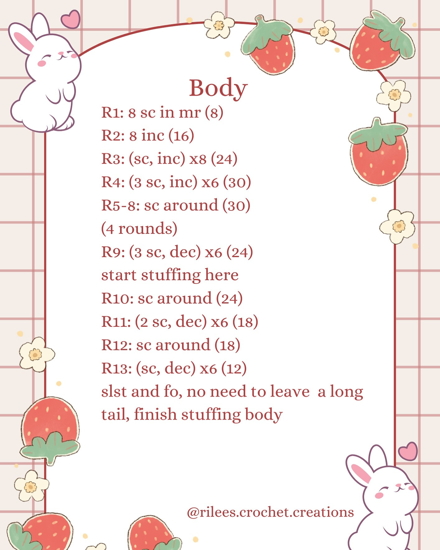 Free Crochet Pattern: Strawberry Bunny 🍓🍫Strawberry Bunny🍫🍓