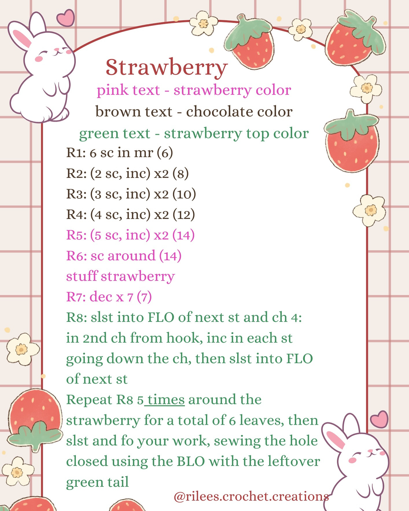 Free Crochet Pattern: Strawberry Bunny 🍓🍫Strawberry Bunny🍫🍓
