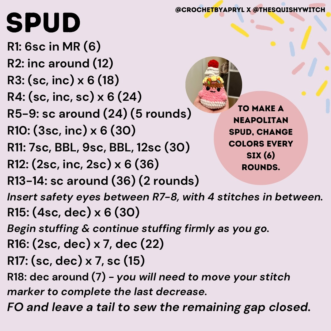 Free Crochet Pattern: Sundae Spud Amigurumi