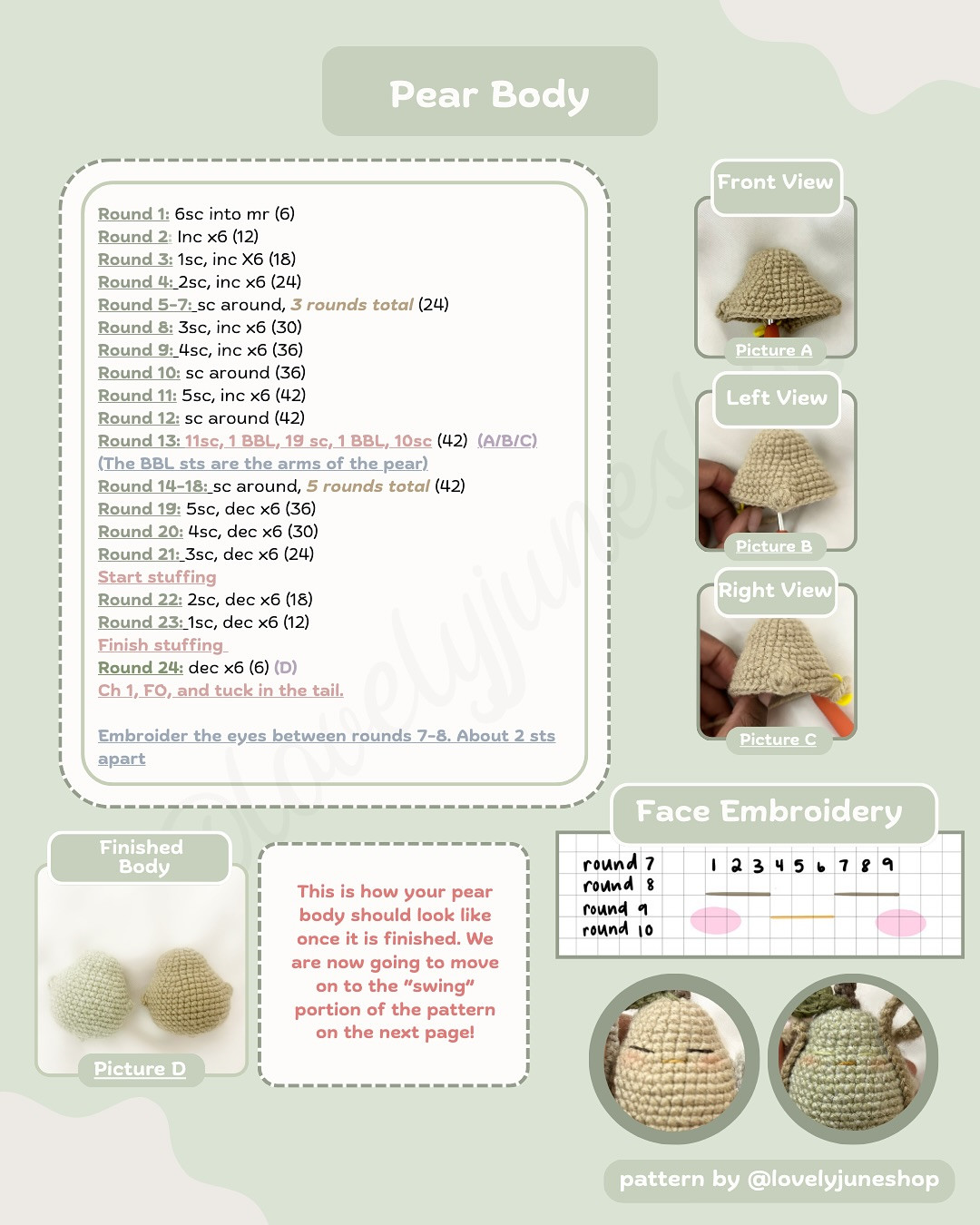 Free Crochet Pattern: Swinging Pear Amigurumi Friends