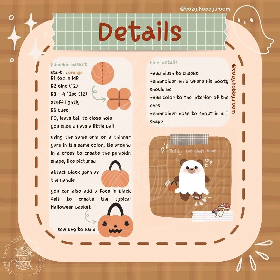 Free Crochet Pattern: Teddy Ghost Bear Amigurumi