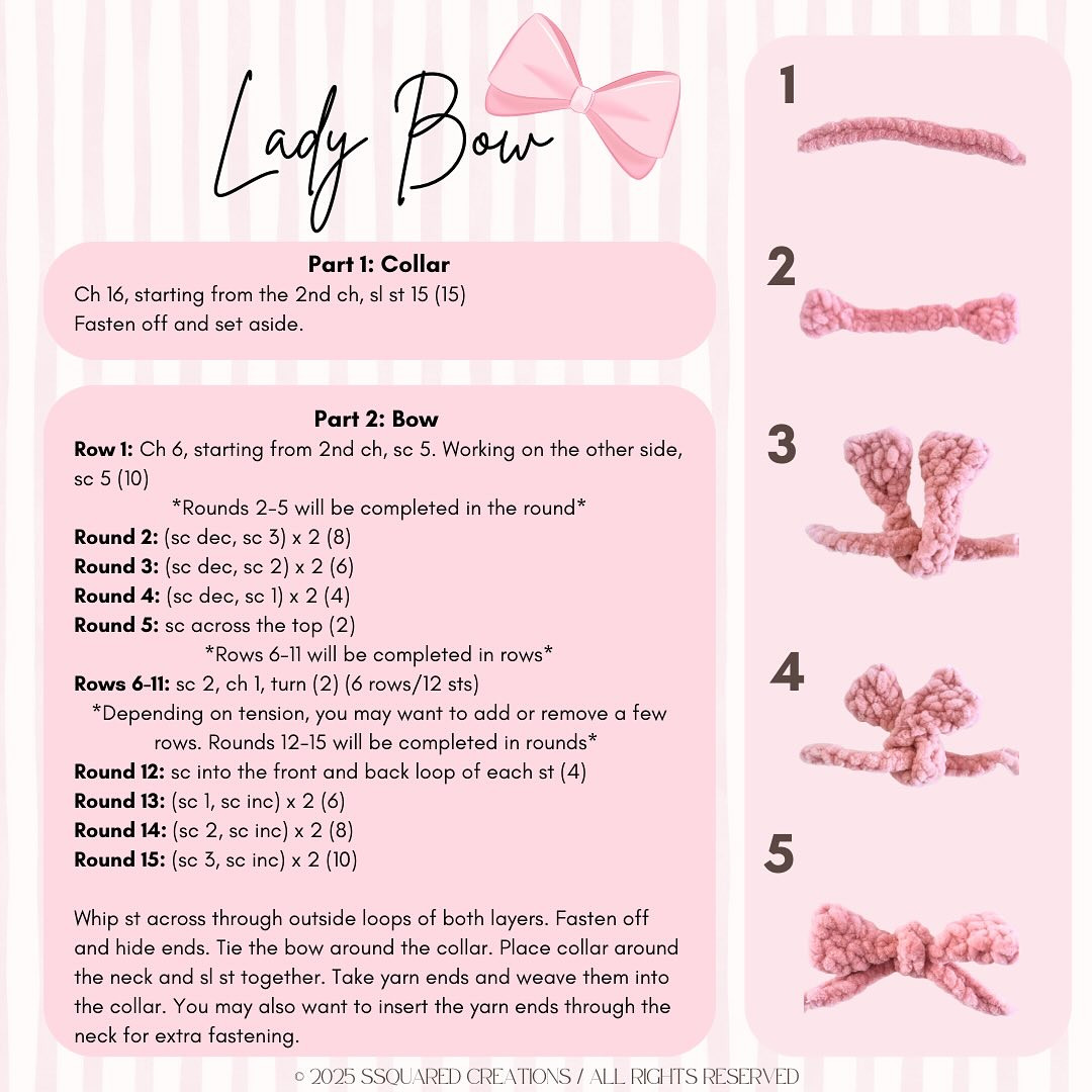 Free Crochet Pattern: Teenie Valentine Bows