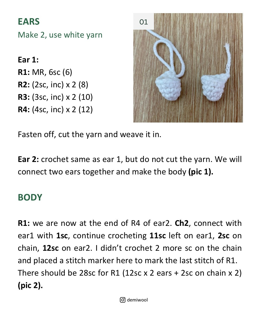 FREE Crochet Pattern: Tiny White Totoro Amigurumi