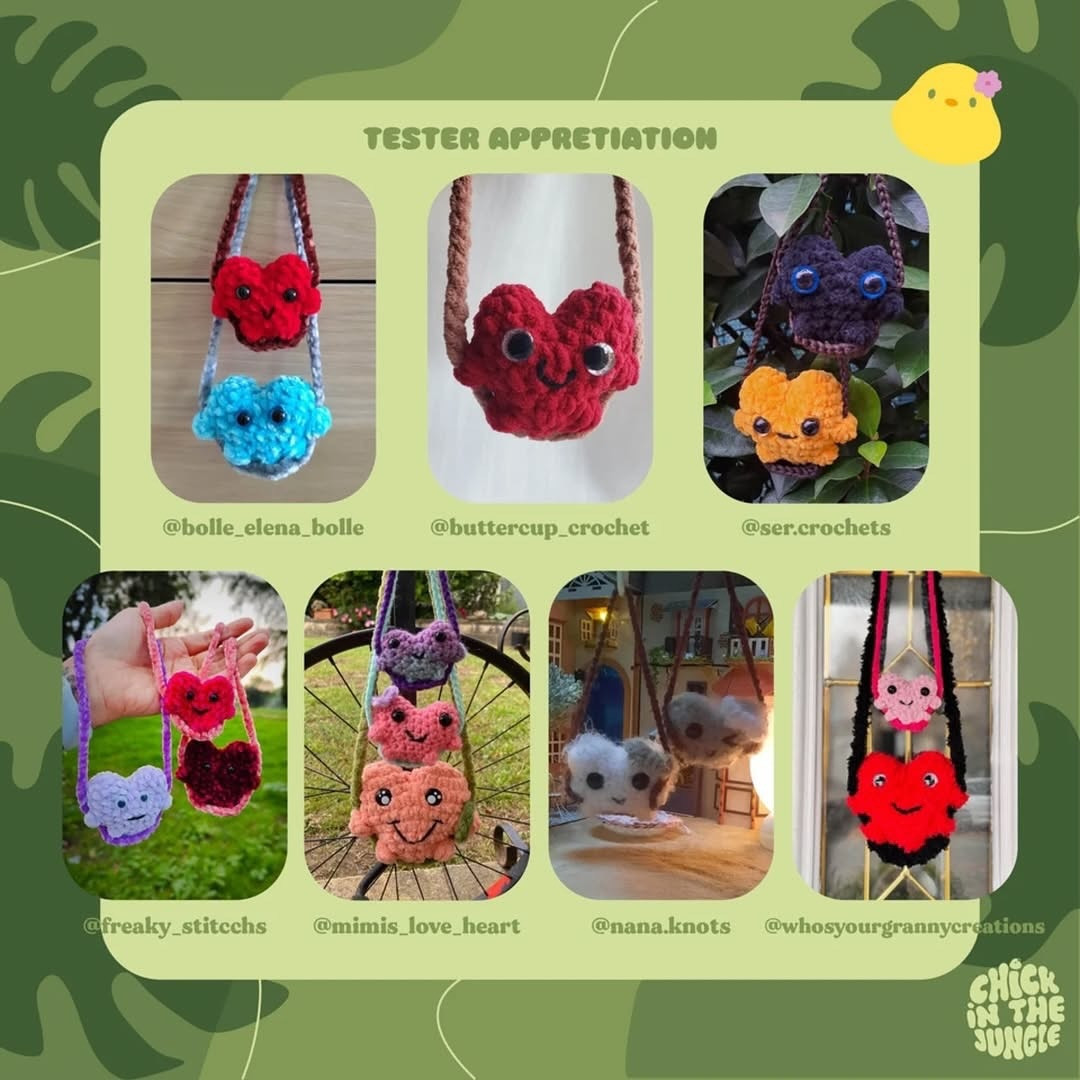 Free Crochet Pattern: Two Hearts on a Swing