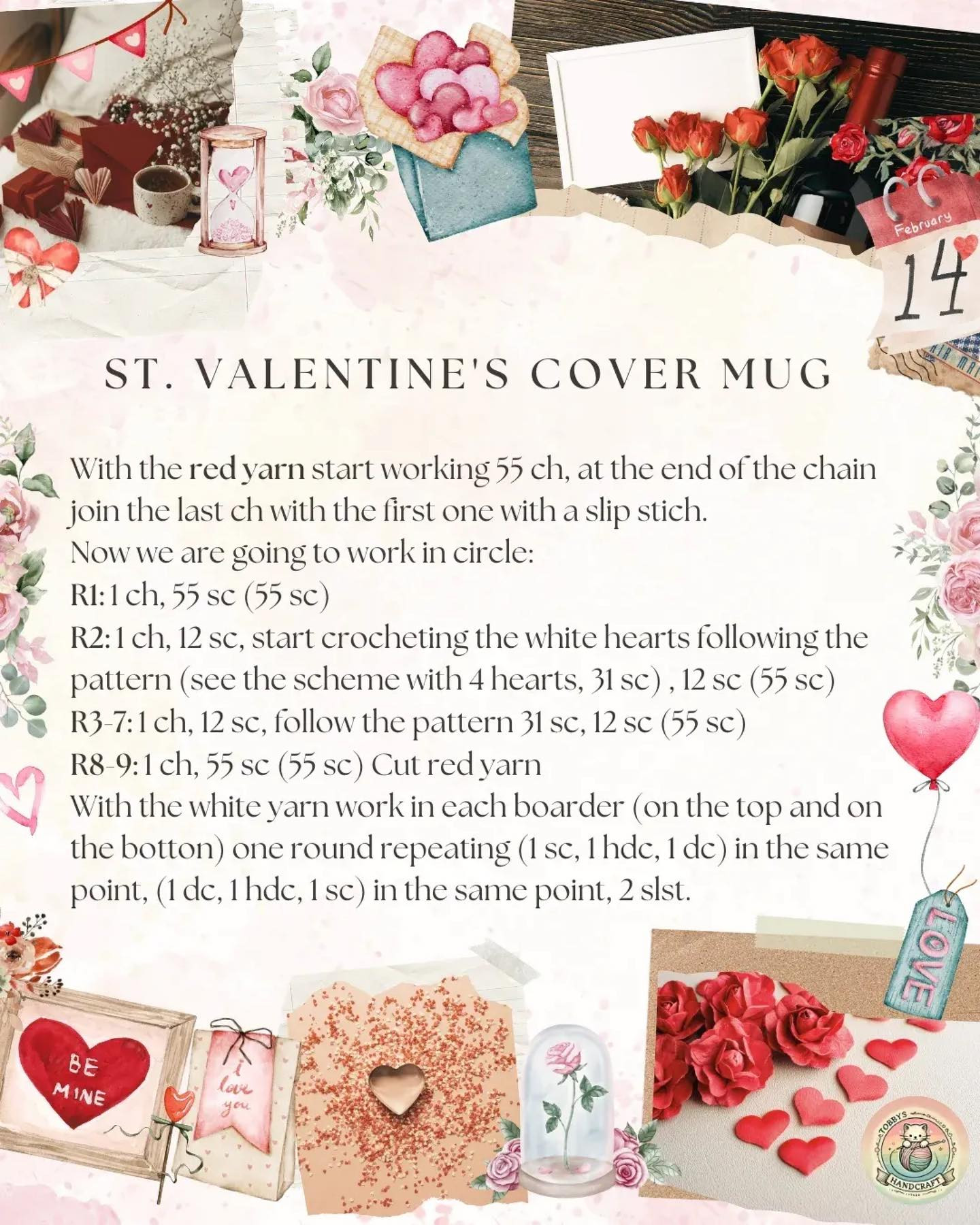 Free Crochet Pattern: Valentine's Coffee Cozy