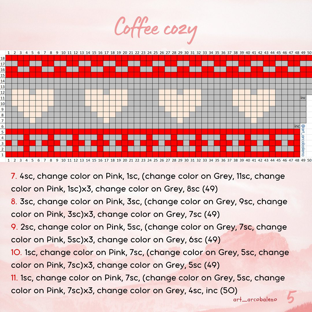 Free Crochet Pattern: Valentine's Coffee Cozy Valentine's